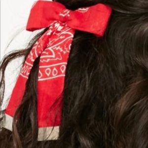 New free people red bandana hair barrette clip